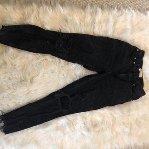 A&F Distressed Curve Love High Rise Mom Jean